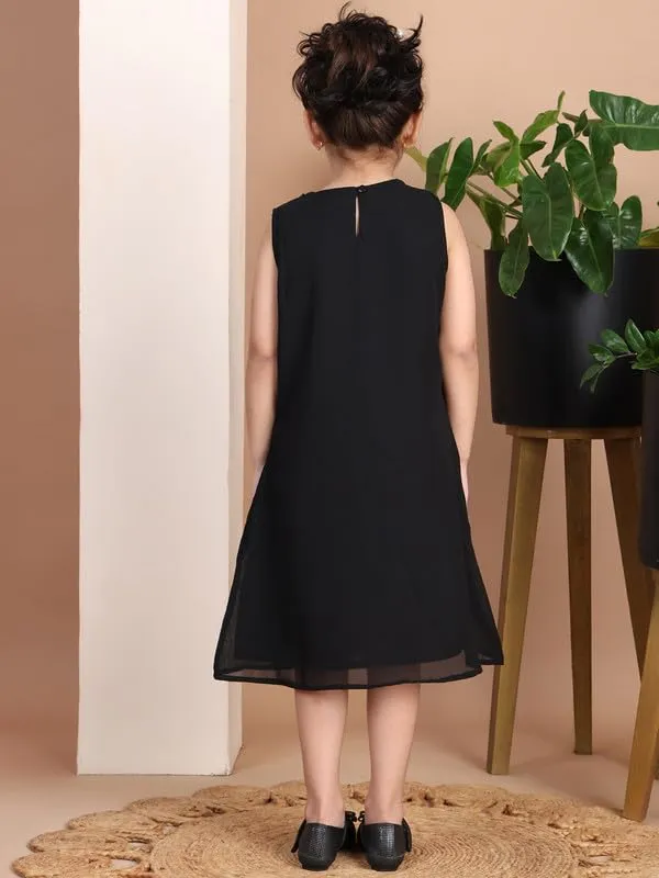 Black_Polyester_Blend_Solid_Dress_For_Kids