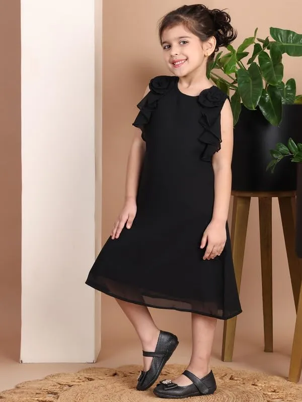 Black_Polyester_Blend_Solid_Dress_For_Kids