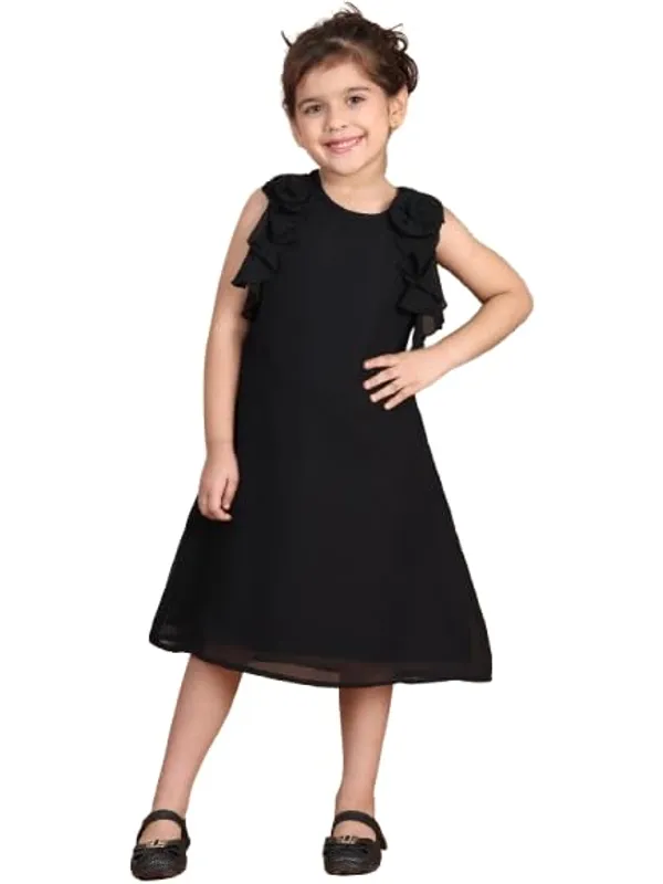 Black_Polyester_Blend_Solid_Dress_For_Kids