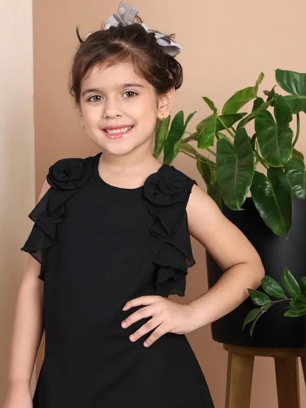 Black_Polyester_Blend_Solid_Dress_For_Kids