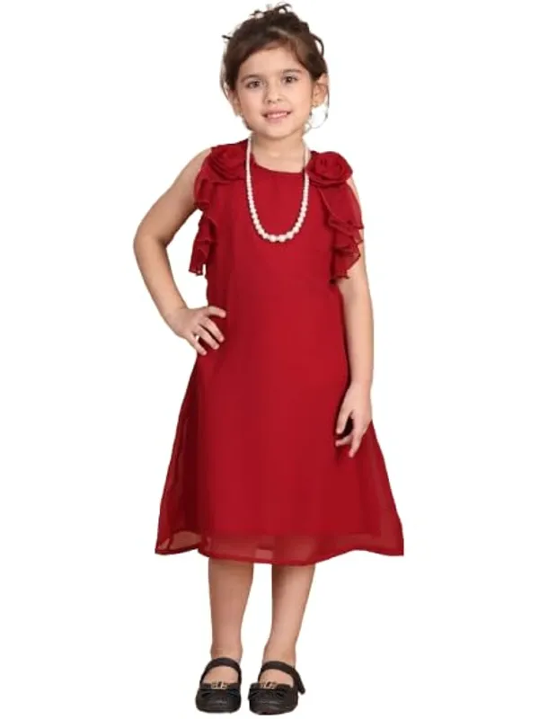Maroon_Polyester_Blend_Solid_Dress_For_Kids