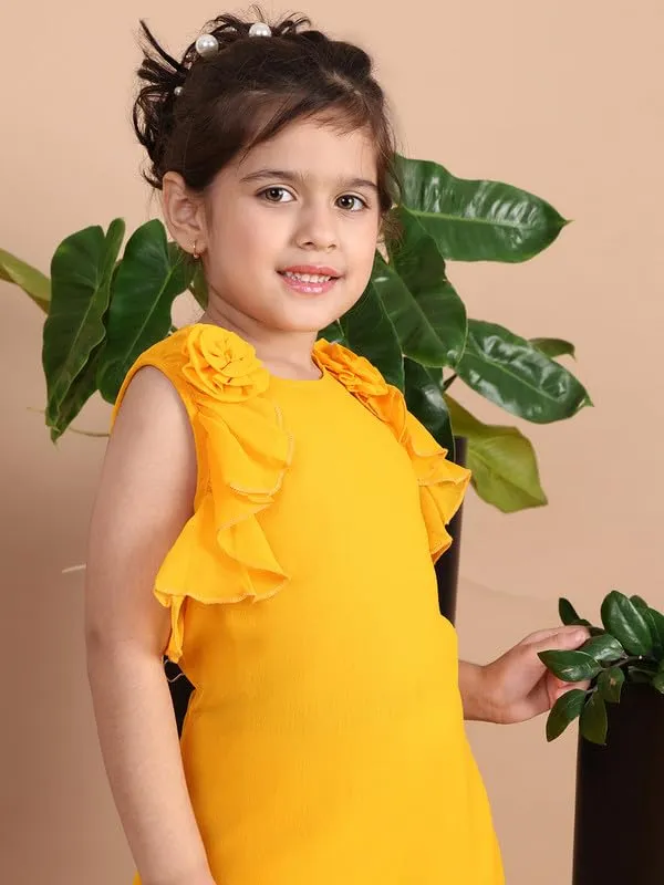 Yellow_Polyester_Blend_Solid_Dress_For_Kids
