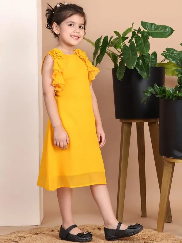 Yellow_Polyester_Blend_Solid_Dress_For_Kids