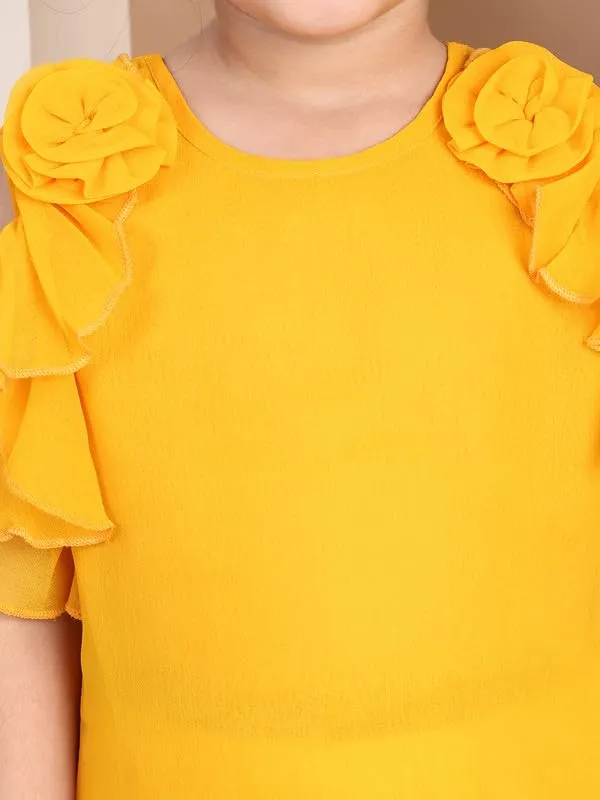 Yellow_Polyester_Blend_Solid_Dress_For_Kids