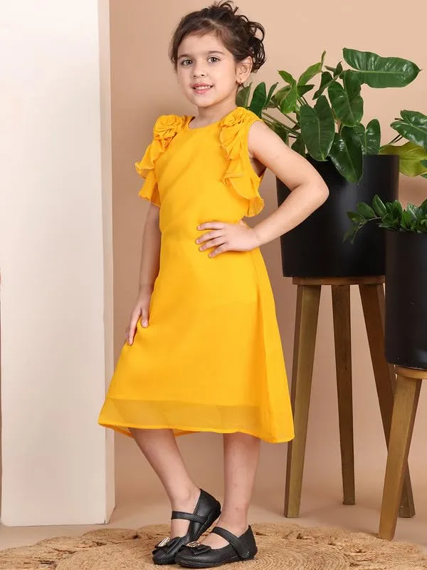 Yellow_Polyester_Blend_Solid_Dress_For_Kids
