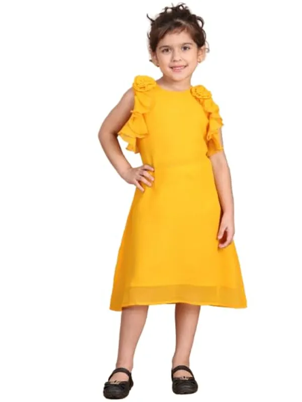 Yellow_Polyester_Blend_Solid_Dress_For_Kids