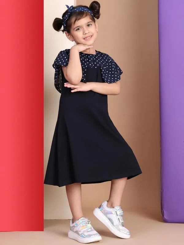 Navy_Blue_Cotton_Blend_Solid_Dress_For_Kids