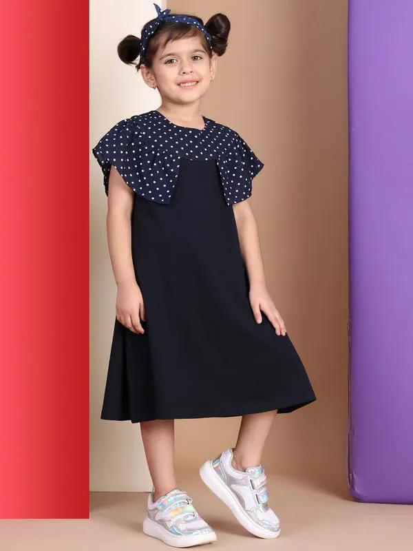 Navy_Blue_Cotton_Blend_Solid_Dress_For_Kids