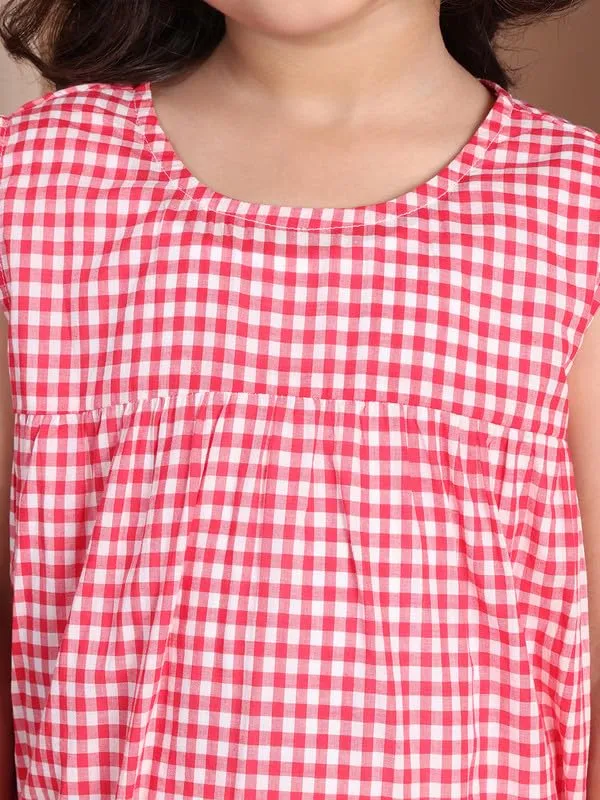 Red_&_White_Polyester_Check_Dress_For_Kids