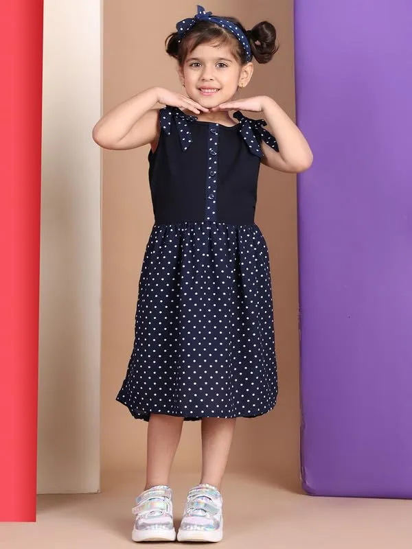 Navy_Blue_Cotton_Blend_Solid_Dress_For_Kids
