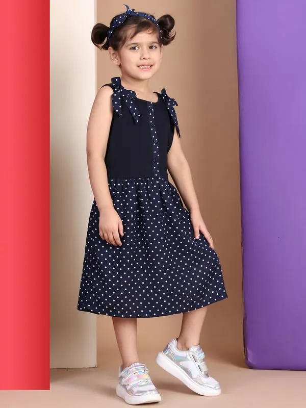 Navy_Blue_Cotton_Blend_Solid_Dress_For_Kids