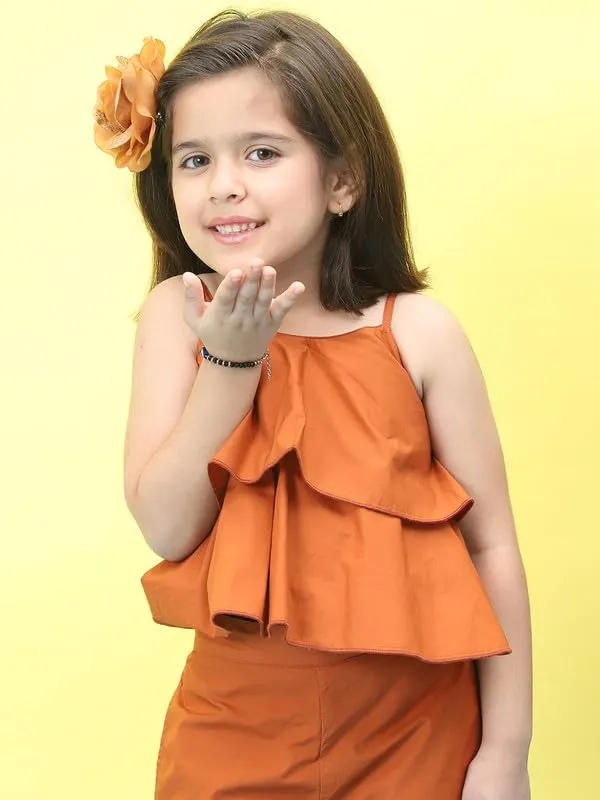 Orange_Cotton_Solid_Clothing_Set_For_Kids