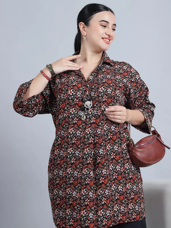Red_Polyester_Striped_Top_For_Women