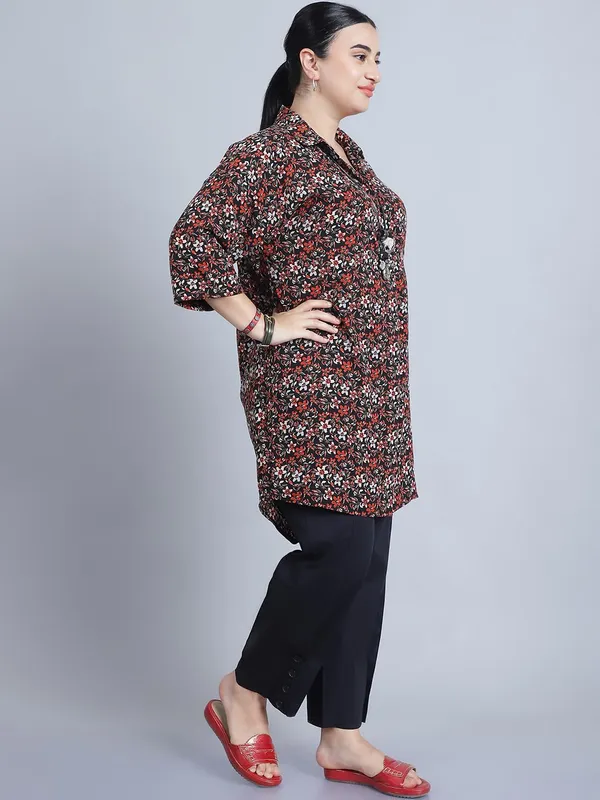 Red_Polyester_Striped_Top_For_Women