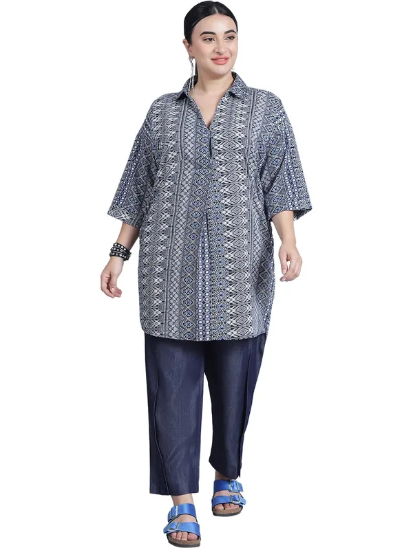 Blue_Polyester_Striped_Top_For_Women