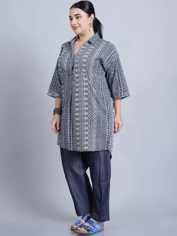Blue_Polyester_Striped_Top_For_Women