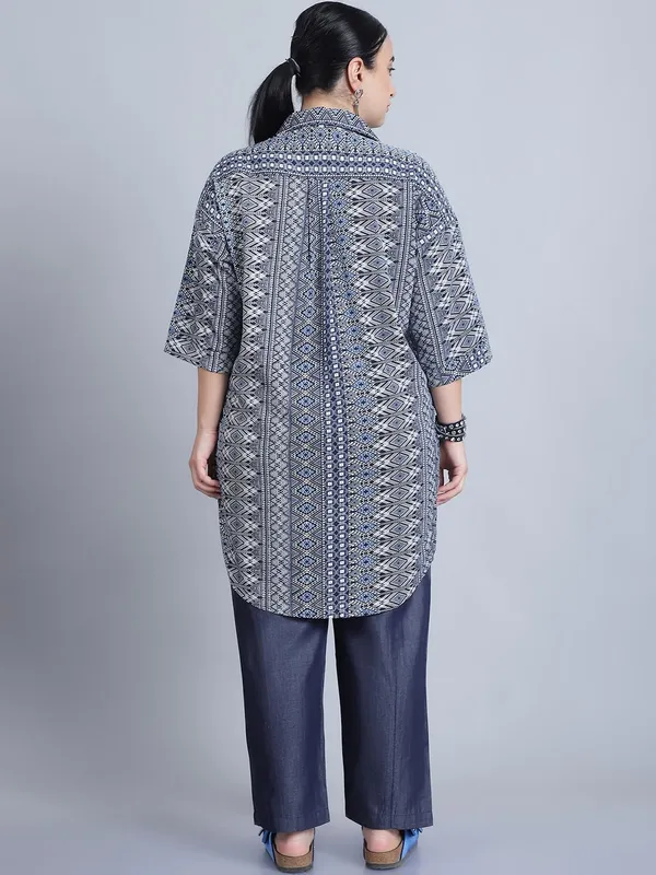 Blue_Polyester_Striped_Top_For_Women