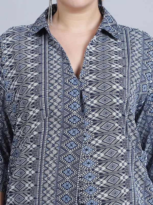 Blue_Polyester_Striped_Top_For_Women