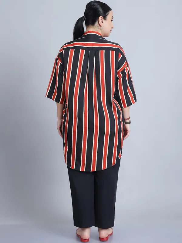 Rust_Polyester_Striped_Top_For_Women