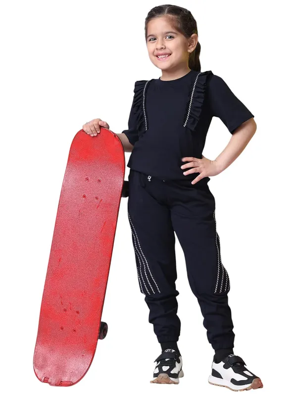 Navy_Blue_Cotton_Blend_Solid_Clothing_Set_For_Kids