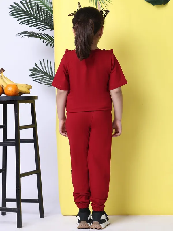 Red_Cotton_Blend_Solid_Clothing_Set_For_Kids