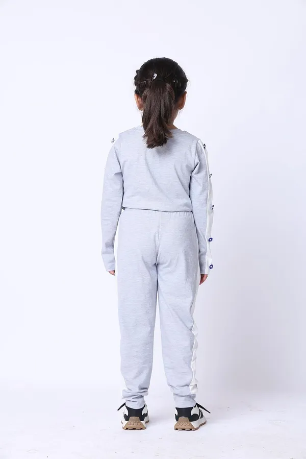 Blue_Melange_Cotton_Blend_Solid_Clothing_Set_For_Kids