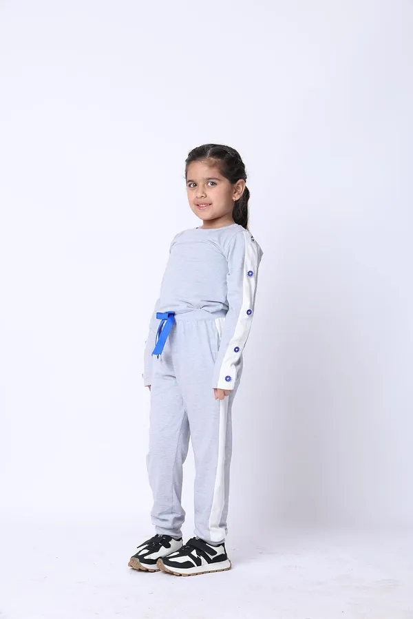 Blue_Melange_Cotton_Blend_Solid_Clothing_Set_For_Kids