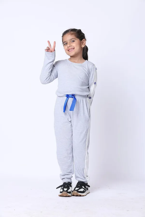 Blue_Melange_Cotton_Blend_Solid_Clothing_Set_For_Kids