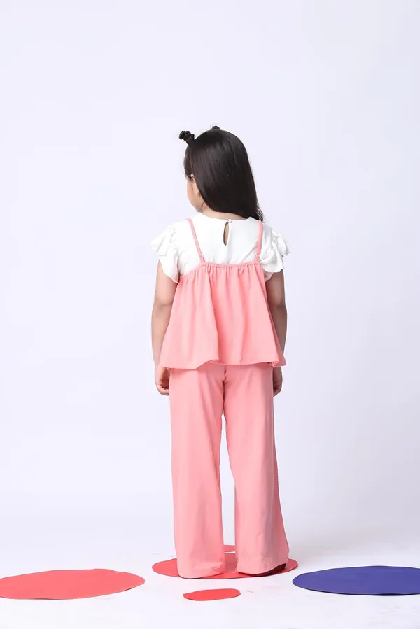 Salmon_Cotton_Blend_Solid_Clothing_Set_For_Kids