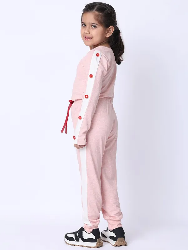 Salmon_Melange_Cotton_Blend_Solid_Clothing_Set_For_Kids