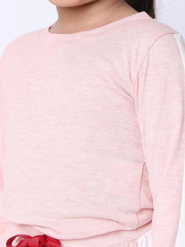 Salmon_Melange_Cotton_Blend_Solid_Clothing_Set_For_Kids