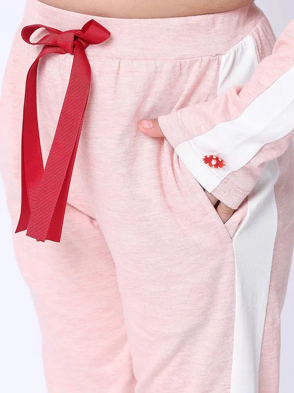 Salmon_Melange_Cotton_Blend_Solid_Clothing_Set_For_Kids