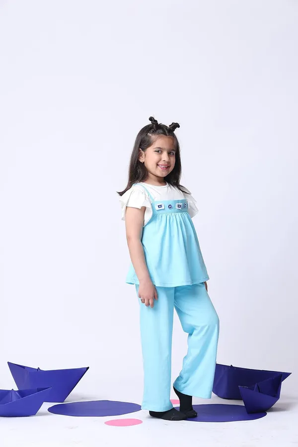 Skyblue_Cotton_Blend_Solid_Clothing_Set_For_Kids