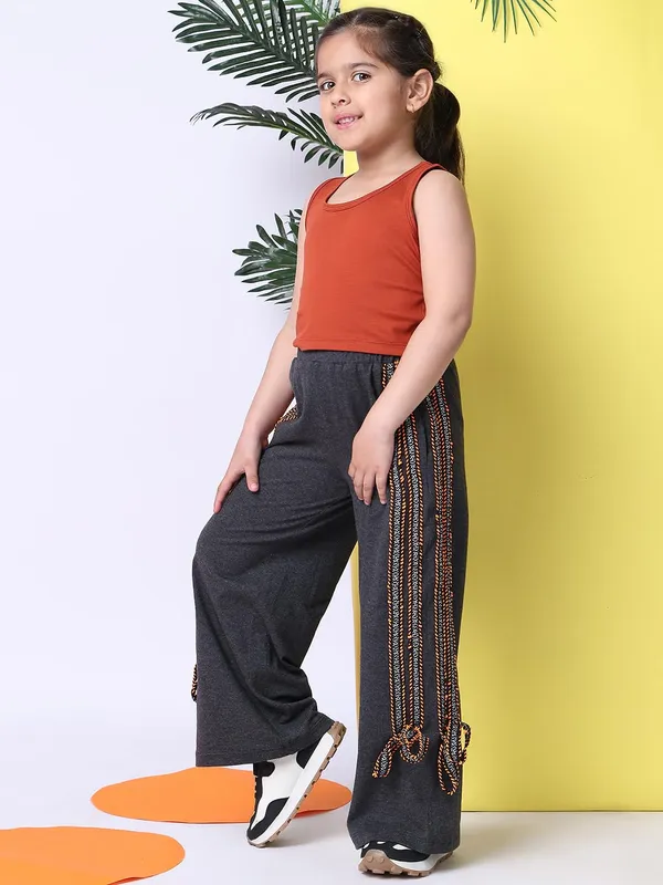 Orange_Cotton_Blend_Solid_Clothing_Set_For_Kids