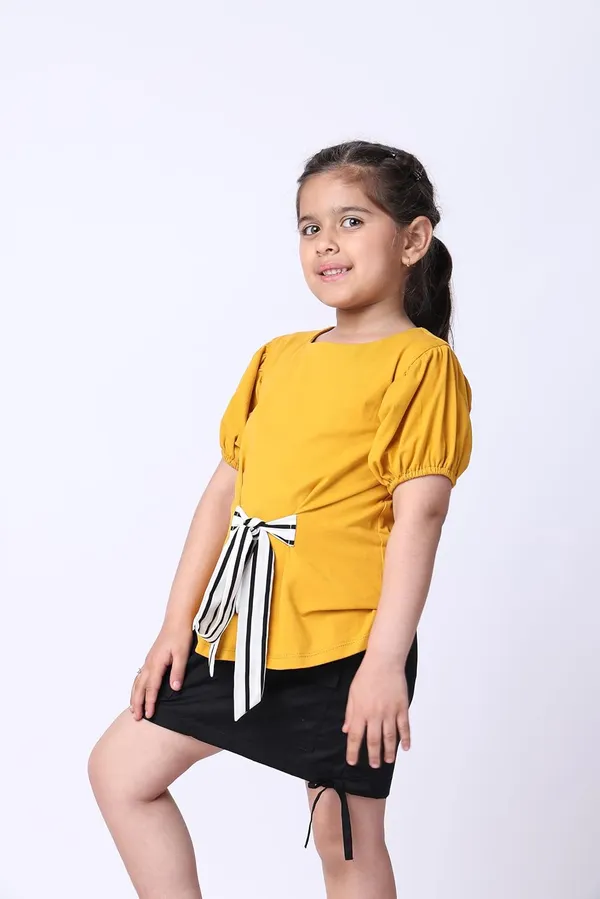 Yellow_Cotton_Blend_Solid_Top_For_Kids