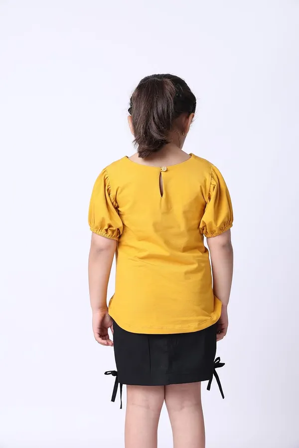 Yellow_Cotton_Blend_Solid_Top_For_Kids