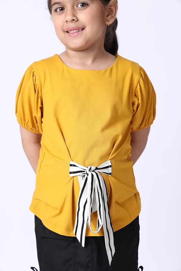 Yellow_Cotton_Blend_Solid_Top_For_Kids