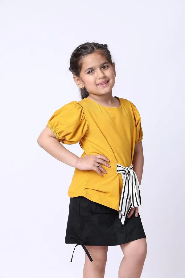Yellow_Cotton_Blend_Solid_Top_For_Kids
