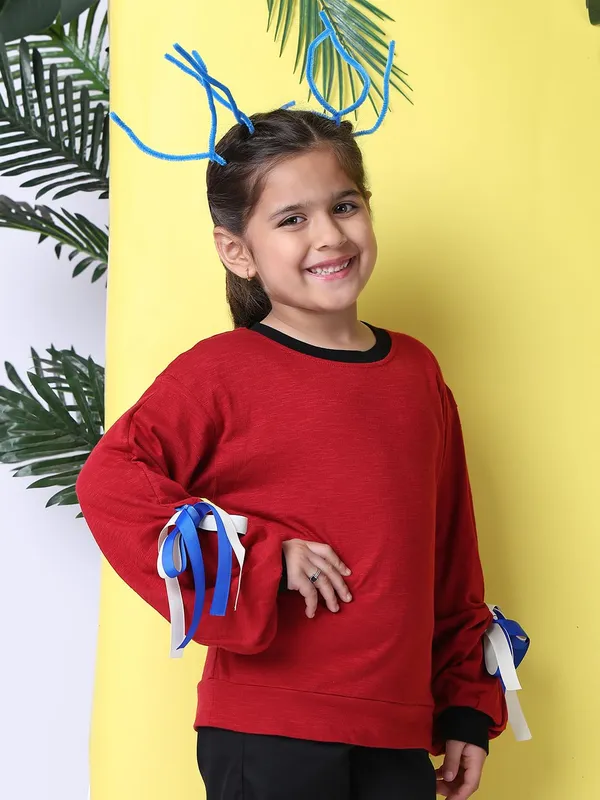 Red_Cotton_Solid_Top_For_Kids