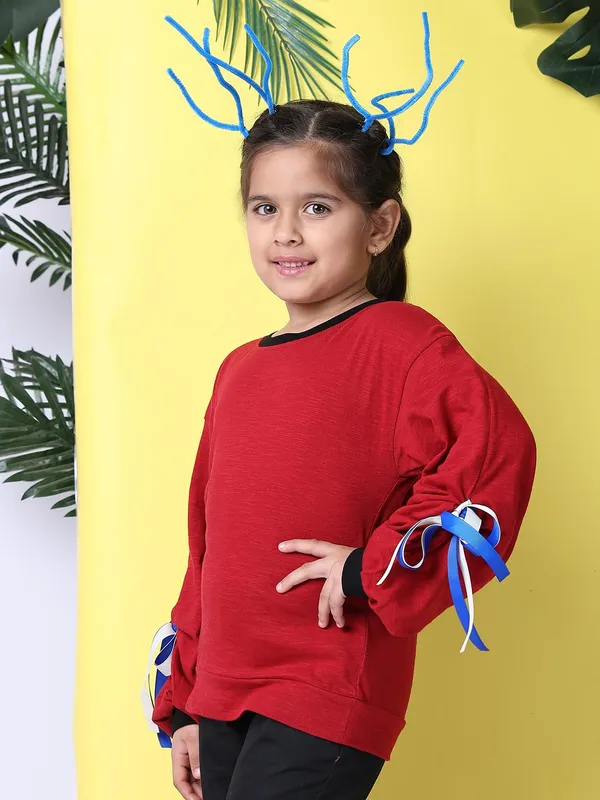 Red_Cotton_Solid_Top_For_Kids
