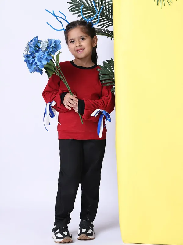 Red_Cotton_Solid_Top_For_Kids