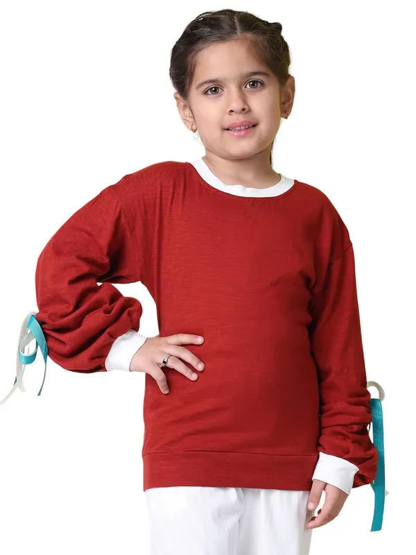 Rust_Cotton_Solid_Top_For_Kids