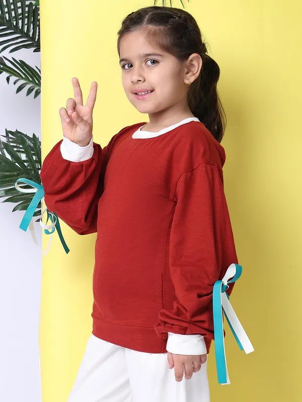 Rust_Cotton_Solid_Top_For_Kids