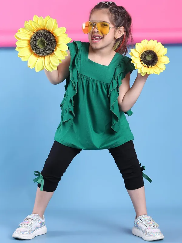 Green_Rayon_Solid_Clothing_Set_For_Kids