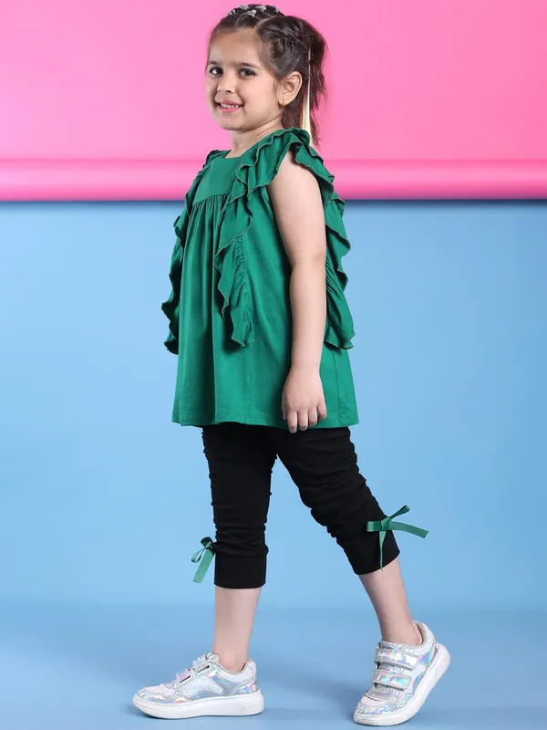 Green_Rayon_Solid_Clothing_Set_For_Kids
