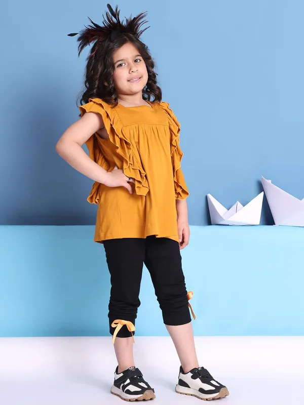 Mustard_Rayon_Solid_Clothing_Set_For_Kids