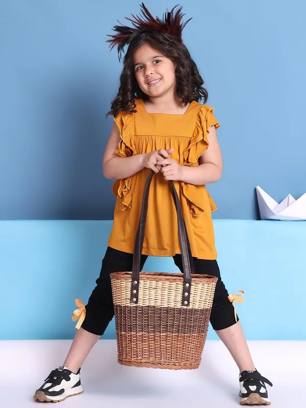 Mustard_Rayon_Solid_Clothing_Set_For_Kids