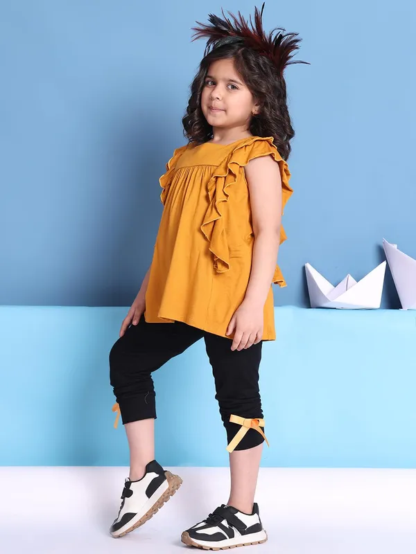 Mustard_Rayon_Solid_Clothing_Set_For_Kids