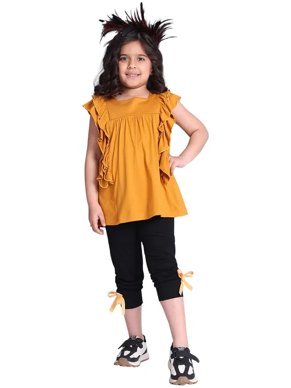 Mustard_Rayon_Solid_Clothing_Set_For_Kids