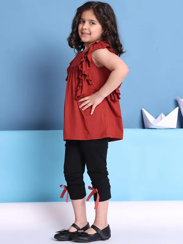 Red_Rayon_Solid_Clothing_Set_For_Kids